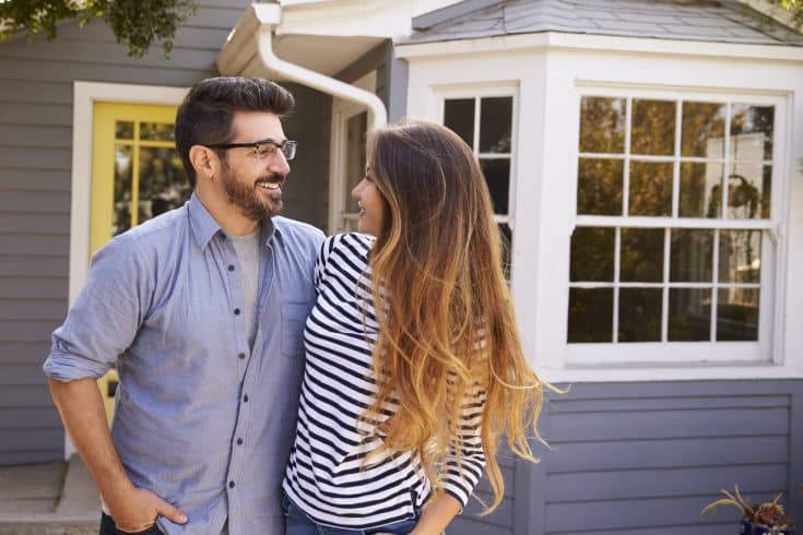 Portrait Of Excited Couple Standing Outside New Pe975Pw Buy